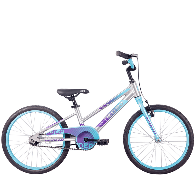 Apollo Neo+ 20" Kids Bikes - Brushed Alloy / Ice Blue / Purple Fade - bikes.com.au