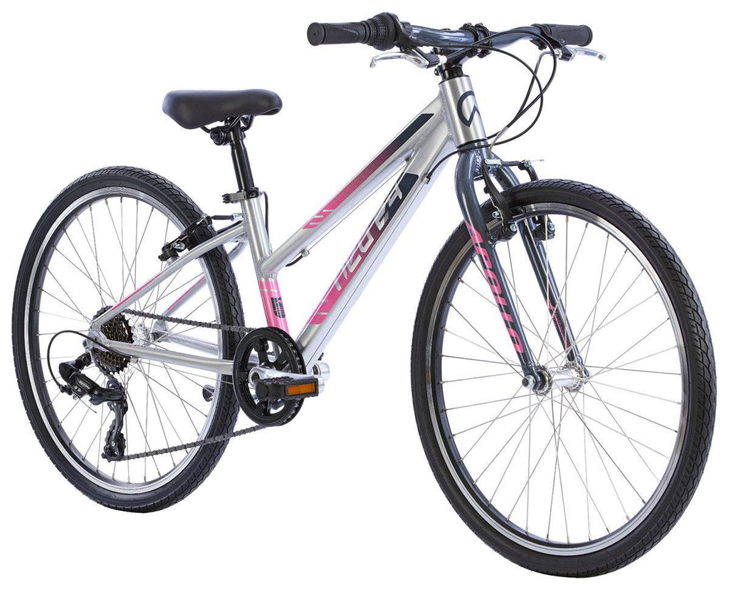 Apollo NEO+ 24" 7 Speed Kids Bikes - Brushed Alloy / Charcoal / Pink Fade - bikes.com.au