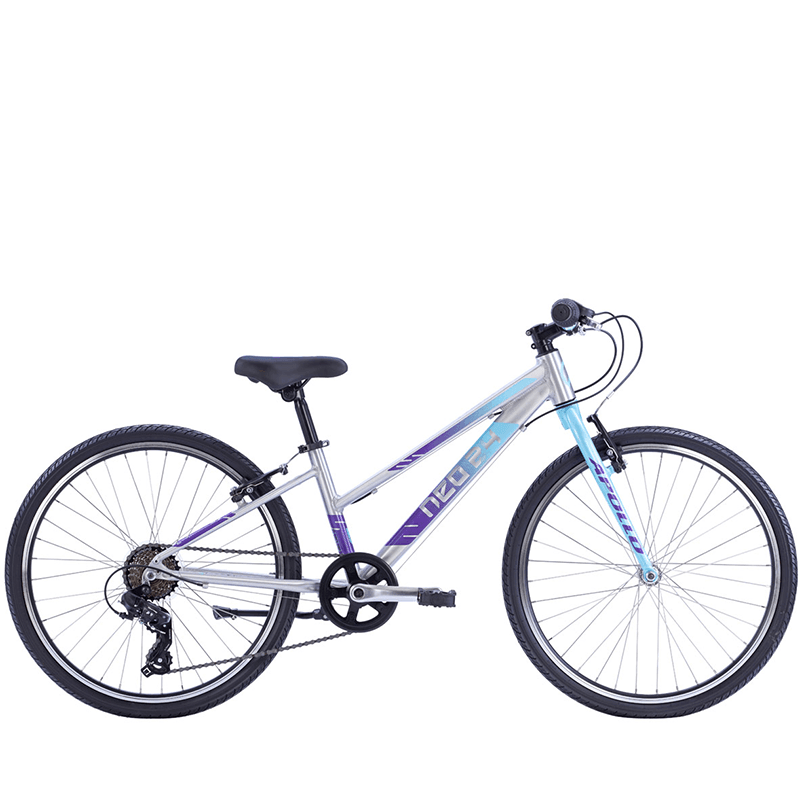 Apollo NEO+ 24" 7 Speed Kids Bikes - Brushed Alloy / Ice Blue / Purple Fade - bikes.com.au