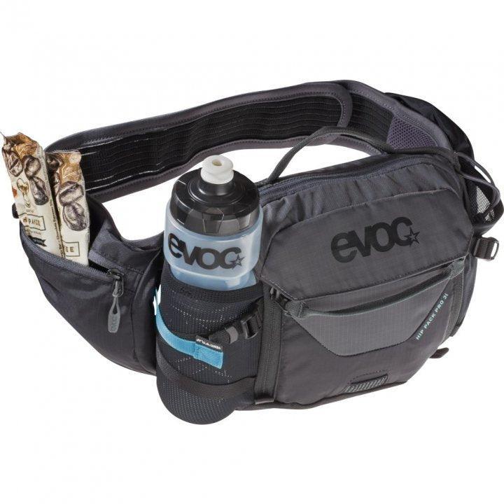 EVOC Hip Pack Pro 3L with 1.5L Bladder - Black / Carbon - bikes.com.au
