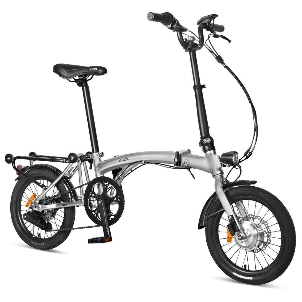 Icon E-Micro Folding Electric Bike - Silver - bikes.com.au