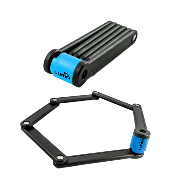 Luma Folding Key Lock with Bracket - Blue - bikes.com.au