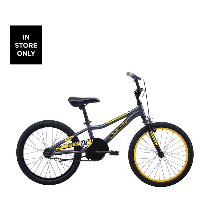Malvern Star MX 20 Shorty Kids Bike – Grey / Yellow - bikes.com.au