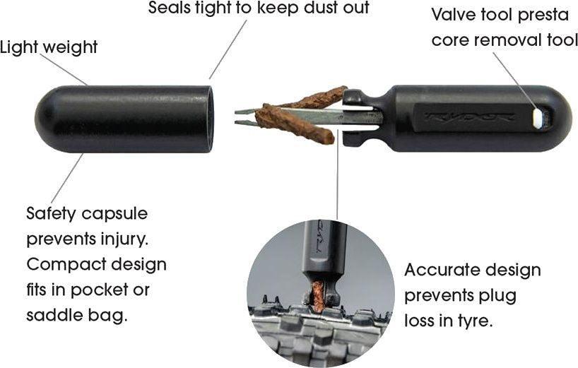 Slug Plug Tubeless Puncture Repair Kit (2 Sizes x 5 Slugs) - bikes.com.au